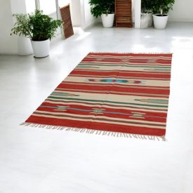Indijska preproga Kilim 140x200 moderna bombažna Kilim