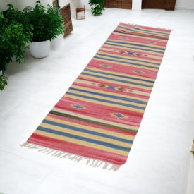 Indijski tekači Kilim 60x240 cm – dolga bombažna preproga
