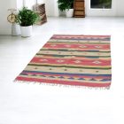 Indijska preproga Kilim 140x200 moderna Kilim iz bombaža