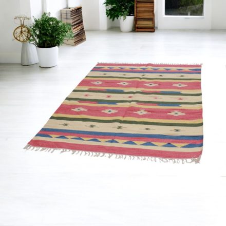 Indijska preproga Kilim 140x200 moderna Kilim iz bombaža