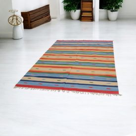 Indijska preproga Kilim 170x240 moderna bombažna Kilim