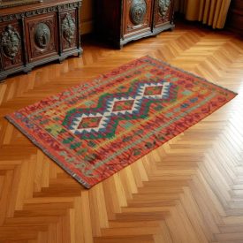 Preproga Kilim Chobi 86x129 ročno tkani Afgan volneni kilim