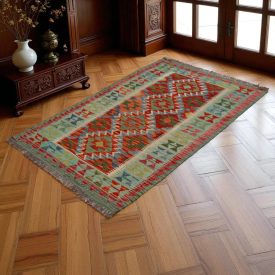 Preproga Kilim Chobi 155x98 ročno tkani Afgan volneni kilim