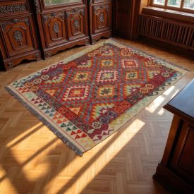 Preproga Kilim Chobi 147x110 ročno tkani Afgan volneni kilim
