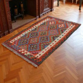 Preproga Kilim Chobi 155x99 ročno tkani Afgan volneni kilim