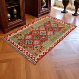 Preproga Kilim Chobi 155x98 ročno tkani afgan kilim iz volne