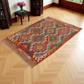 Preproga Kilim Chobi 156x108 ročno tkani Afgan volneni kilim