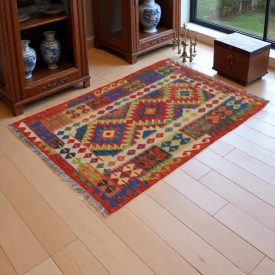 Preproga Kilim Chobi 144x99 ročno tkani Afgan volneni kilim
