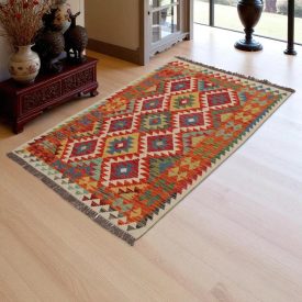 Preproga Kilim Chobi 157x102 ročno tkani Afgan volneni kilim