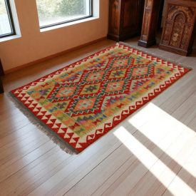Preproga Kilim Chobi 155x101 ročno tkani Afgan volneni kilim