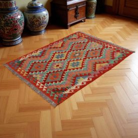 Preproga Kilim Chobi 138x103 ročno tkani Afgan kilim