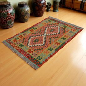 Preproga Kilim Chobi 144x98 ročno tkani Afgan volneni kilim