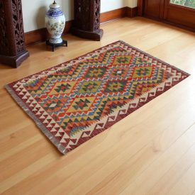 Preproga Kilim Chobi 149x99 ročno tkani Afgan volneni kilim