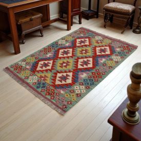 Preproga Kilim Chobi 157x102 ročno tkani Afgan volneni kilim