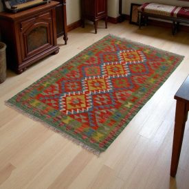 Preproga Kilim Chobi 154x98 ročno tkani Afgan volneni kilim