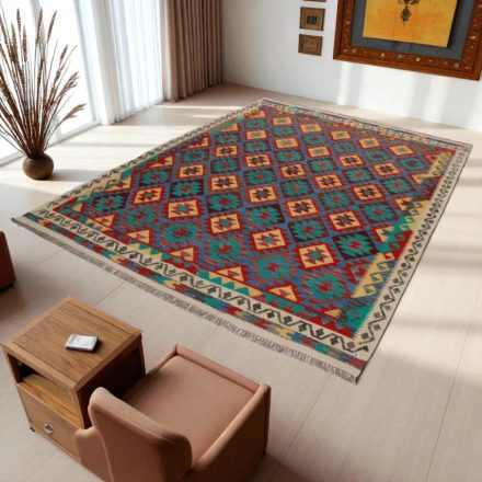 Preproga Kilim Chobi 212x294 ročno tkani Afgan volneni kilim