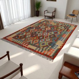   Preproga Kilim Chobi 205x295 ročno tkani Afgan volneni kilim