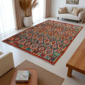   Preproga Kilim Chobi 201x288 ročno tkani Afgan volneni kilim