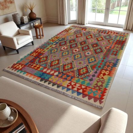 Preproga Kilim Chobi 197x289 ročno tkani Afgan volneni kilim