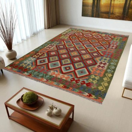 Preproga Kilim Chobi 203x294 ročno tkani Afgan volneni kilim