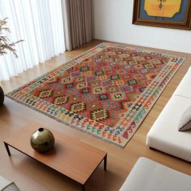   Preproga Kilim Chobi 197x282 ročno tkani Afgan volneni kilim