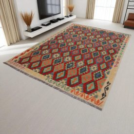Preproga Kilim Chobi 203x296 ročno tkani Afgan volneni kilim