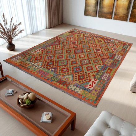 Preproga Kilim Chobi 205x287 ročno tkani Afgan volneni kilim