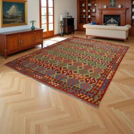   Preproga Kilim Chobi 253x360 ročno tkani Afgan volneni kilim