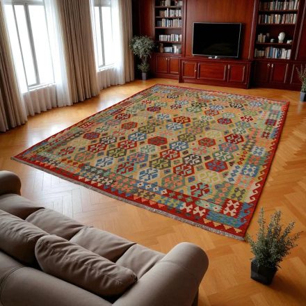 Preproga Kilim Chobi 259x350 ročno tkani Afgan volneni kilim