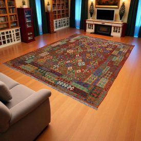   Preproga Kilim Chobi 246x350 ročno tkani Afgan volneni kilim