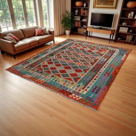   Preproga Kilim Chobi 247x300 ročno tkani Afgan volneni kilim