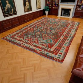   Preproga Kilim Chobi 250x344 ročno tkani Afgan volneni kilim