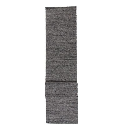 Siva volnena tekači preproga Rustic 90x438 volnena preproga na hodniku