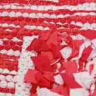 Preproga iz krp 70x143 rdeča bombažna preproga