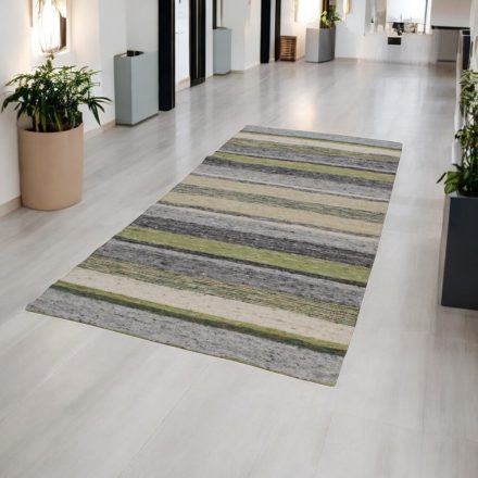 Moderna volnena tekači Rustic 128x308 zelena preproga