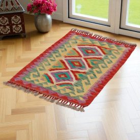 Kilim preproga Afghan 90x65 ročno tkani etnični kilim