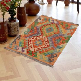 Volnena kilim preproga Chobi 66x95 cm – ročna izdelava iz Afganistana