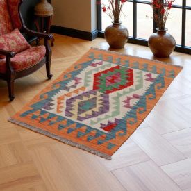 Preproga Kilim Chobi 95x67 ročno tkani afgan kilim iz volne