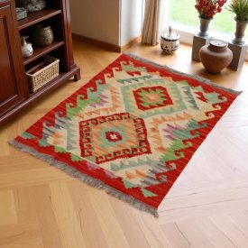 Preproga Kilim Chobi 64x86 ročno tkani afgan kilim iz volne
