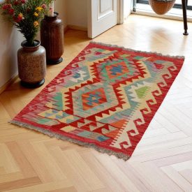 Preproga Kilim Chobi 98x68 ročno tkani afgan kilim iz volne