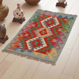 Preproga Kilim Chobi 59x94 ročno tkani afgan kilim iz volne