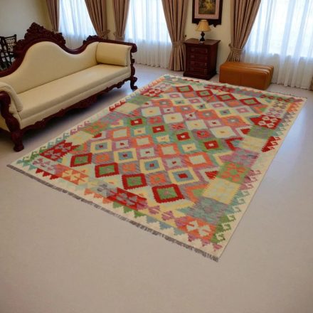 Preproga Kilim Chobi 241x174 ročno tkani afgan kilim iz volne