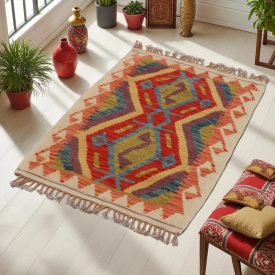 Preproga Kilim Chobi 59x92 ročno tkani afgan kilim iz volne