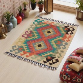 Preproga Kilim Chobi 63x84 ročno tkani afgan kilim iz volne