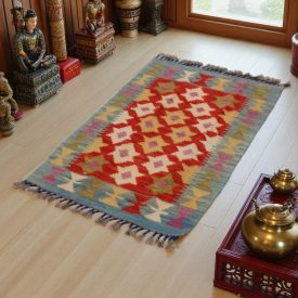 Preproga Kilim Chobi 90x56 ročno tkani afgan kilim