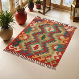 Preproga Kilim Chobi 63x83 ročno tkani afgan kilim iz volne