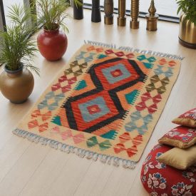 Preproga Kilim Chobi 64x91 ročno tkani afgan kilim iz volne