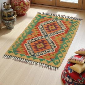 Afgan kilim Chobi 80x62 cm – ročno tkana kompaktna preproga