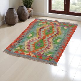 Preproga Kilim Chobi 67x89 ročno tkani afgan kilim iz volne