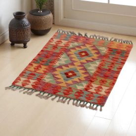 Preproga Kilim Chobi 81x59 ročno tkani afgan kilim iz volne